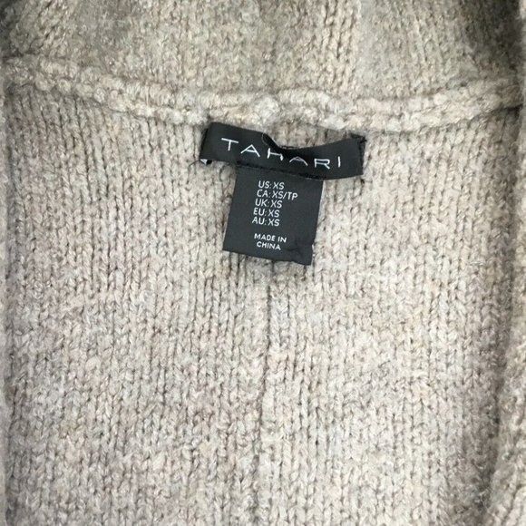 Tahari Women’s Tan Coastal Sleeveless Lagenlook Hooded Open‎ Cardigan XS/C33 - Picture 6 of 9
